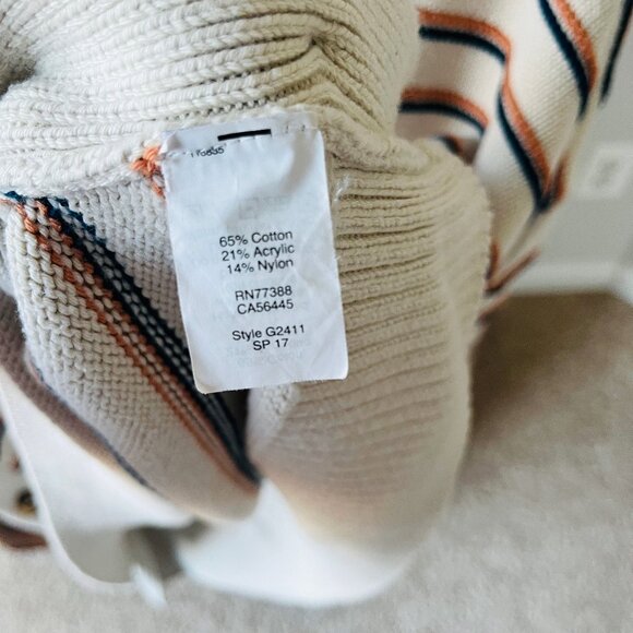 Madewell Brownstone Side-Button Sweater in Stripe, Size XL - Picture 3 of 4